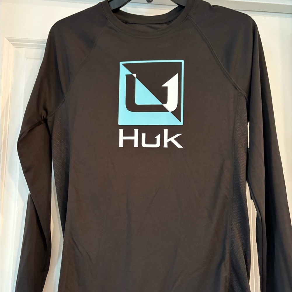 Huk Black and Blue Logo Long Sleeve Shirt